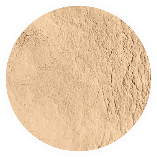 Light neutral olive mineral foundation shade Charity 2.8 by Adorned with Grace for yellow olive undertone skin
