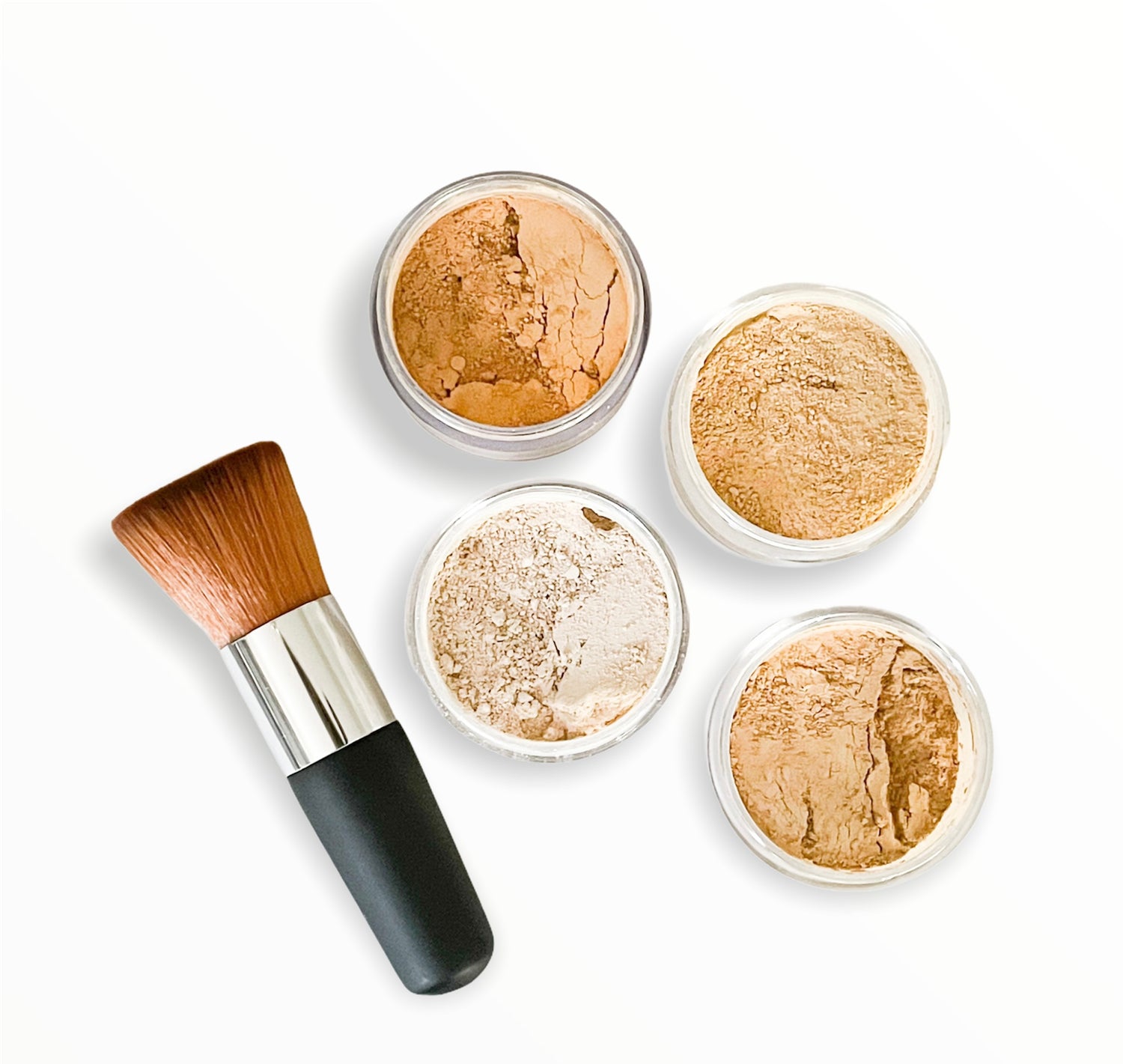 mineral foundation powders with brush for shade matching guide