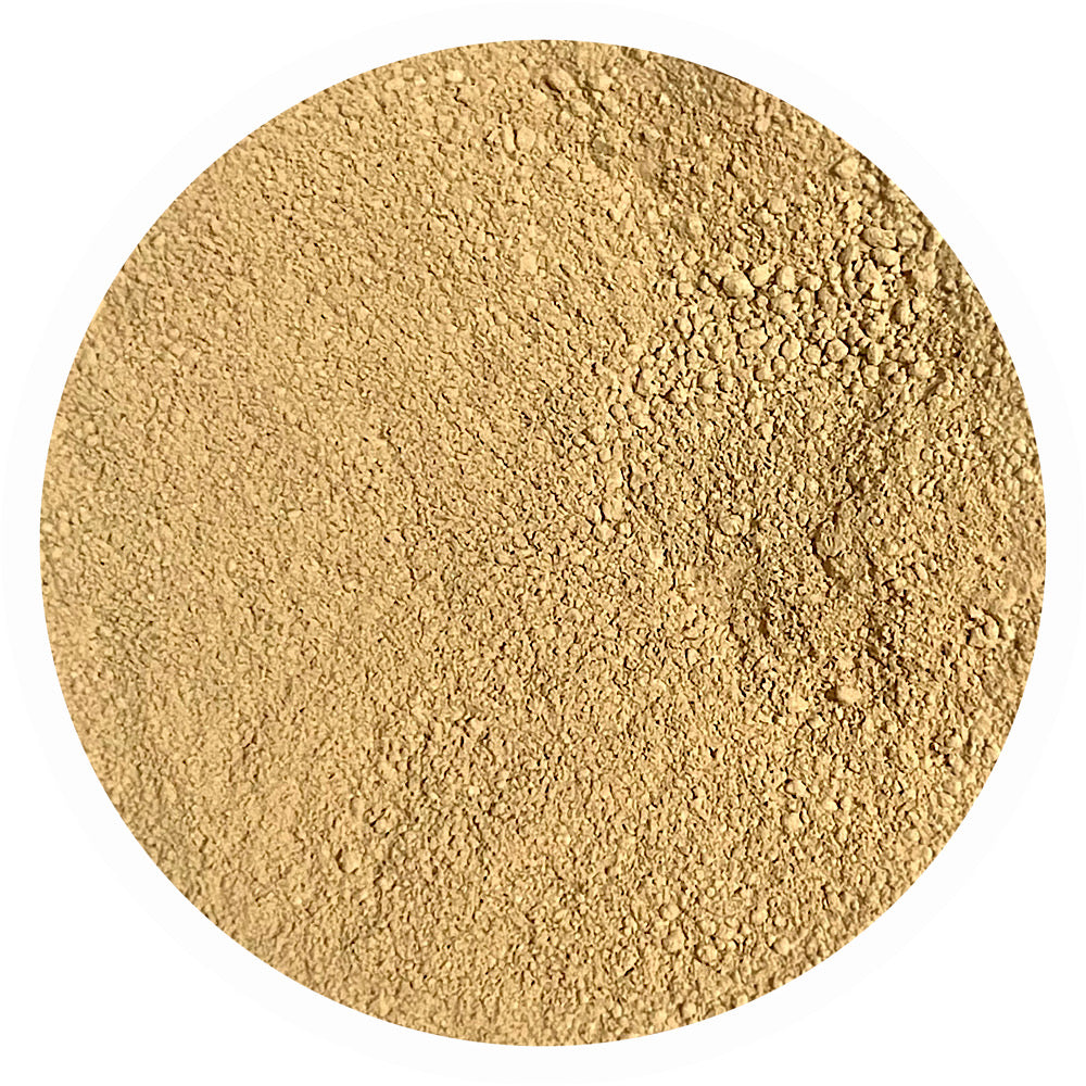 Light medium yellow peach mineral foundation shade Love 3.5 by Adorned with Grace for warm yellow undertone skin with a slight peach tone