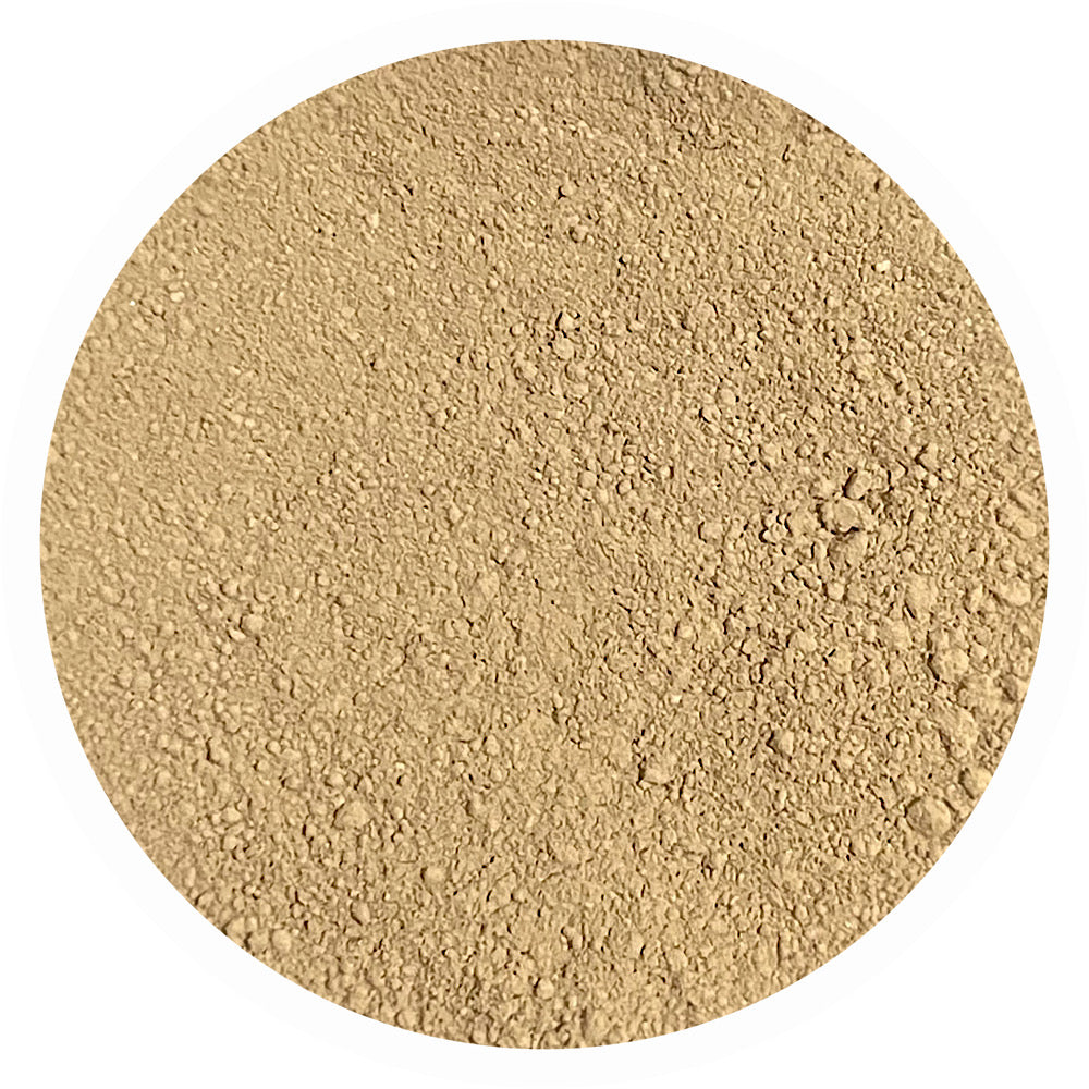 Medium neutral olive mineral foundation shade Peace 4.0 by Adorned with Grace for balanced olive undertone skin