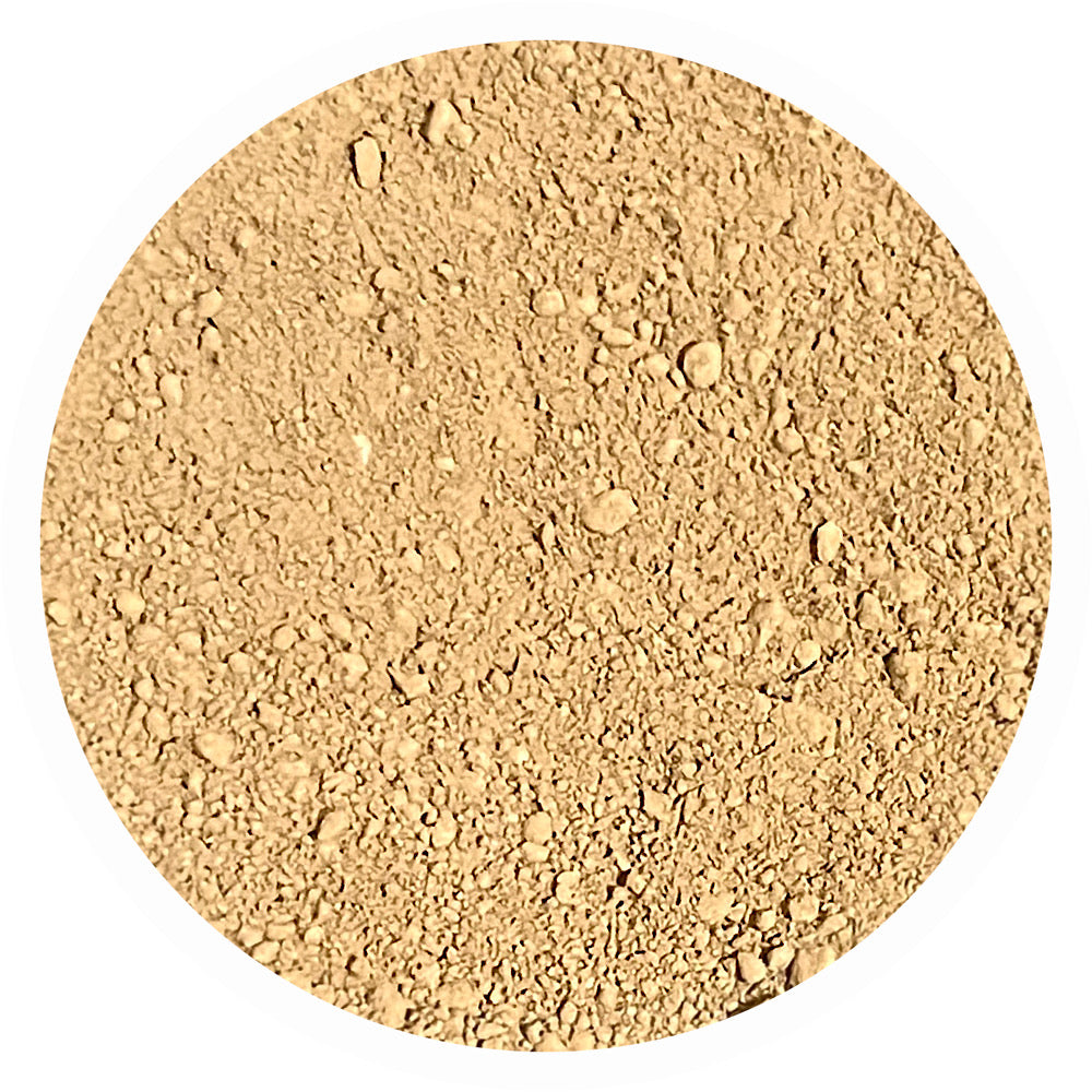 Medium tan neutral olive mineral foundation shade Peace 4.5 by Adorned with Grace for deeper neutral olive undertone skin