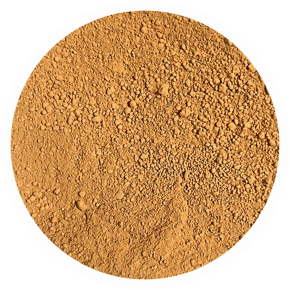 Medium tan peach mineral foundation shade Kindness 4.5 by Adorned with Grace for deeper peach undertone skin